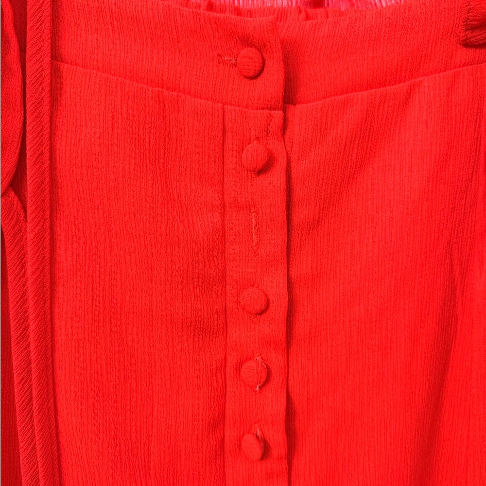 Simple Red Ruffled Smocked Two Piece Set - Picture 5 of 12